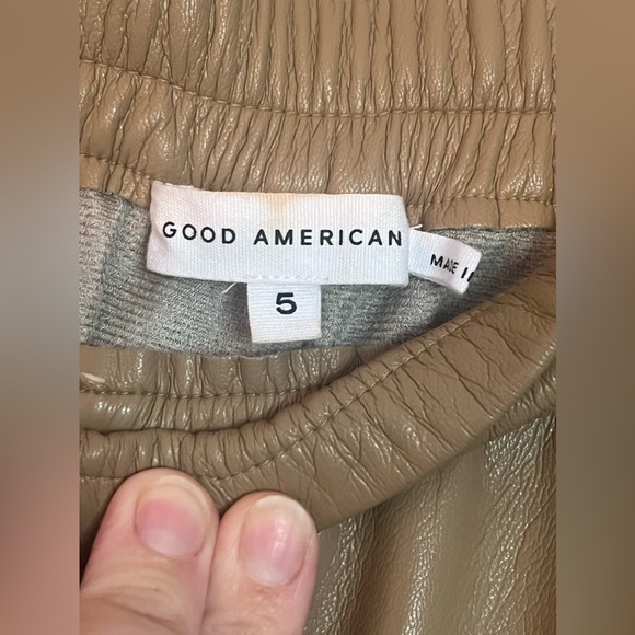 GOOD AMERICAN | Faux Leather Warm Caramel Wide Leg Pants Size 5 (2XL) - Picture 9 of 13